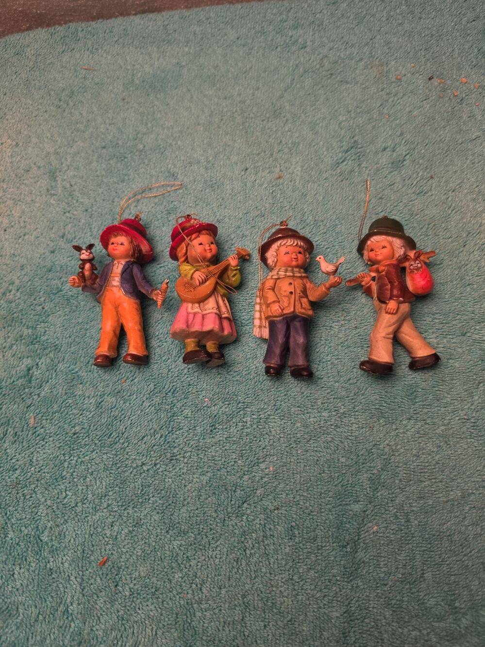 Vtg Bradford Novelty Christmas Ornaments Hummel Style Plastic Alpine Children...